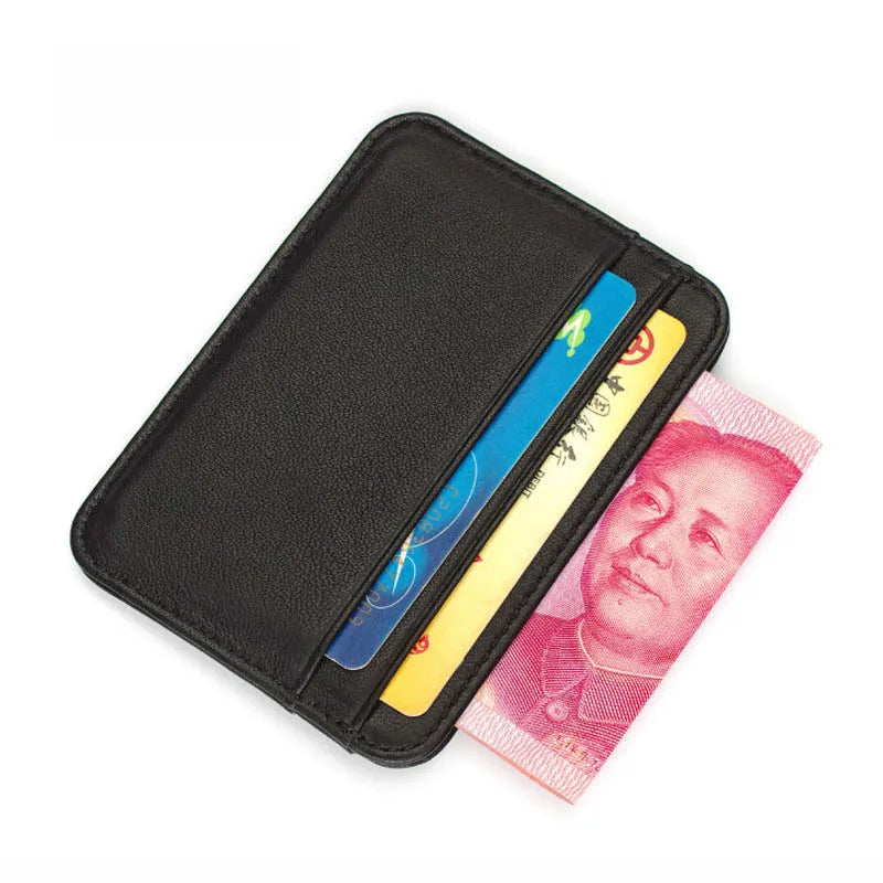 Porte-cartes en cuir véritable de mouton ultra fin et souple pour homme, mini portefeuille pour cartes de crédit, porte-cartes fin, petit porte-monnaie