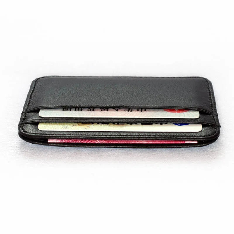 Porte-cartes en cuir véritable de mouton ultra fin et souple pour homme, mini portefeuille pour cartes de crédit, porte-cartes fin, petit porte-monnaie