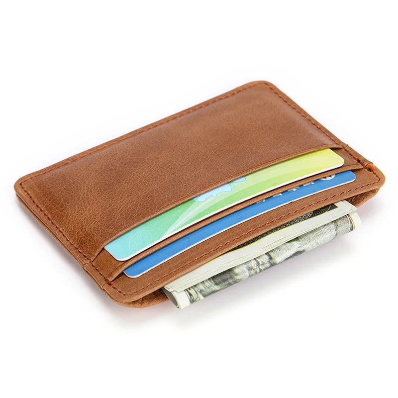 Porte-cartes en cuir véritable de mouton ultra fin et souple pour homme, mini portefeuille pour cartes de crédit, porte-cartes fin, petit porte-monnaie